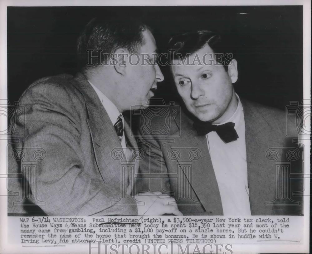1952 Press Photo Tax Clerk Paul Hofrichter Testifies Before House Ways & Means - Historic Images