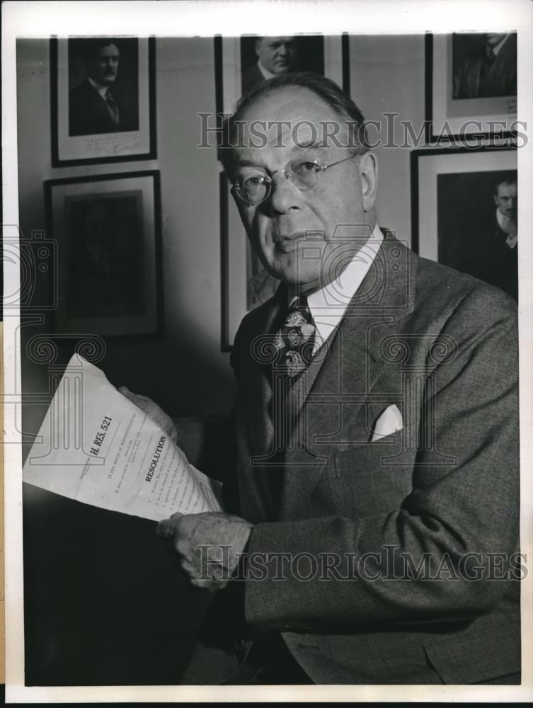 1944 Press Photo Rep Charles Dewey To Introduce Bill Calling For Investigation - Historic Images
