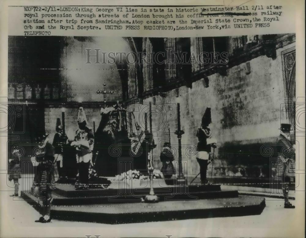 1952 Press Photo King George VI lies in state in Westminster Hall - neb77293 - Historic Images