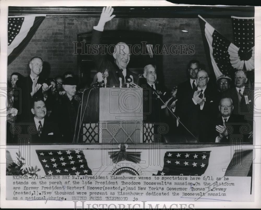 1953 Press Photo Oyster Bay, NY President Eisenhower, NY Gov Dewey - Historic Images