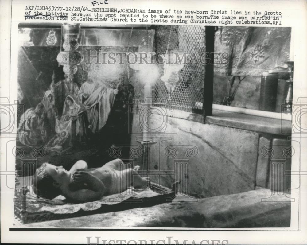 1965 Press Photo Nativity scene at Grotto of the Nativity in Bethlehem, Jordan - Historic Images