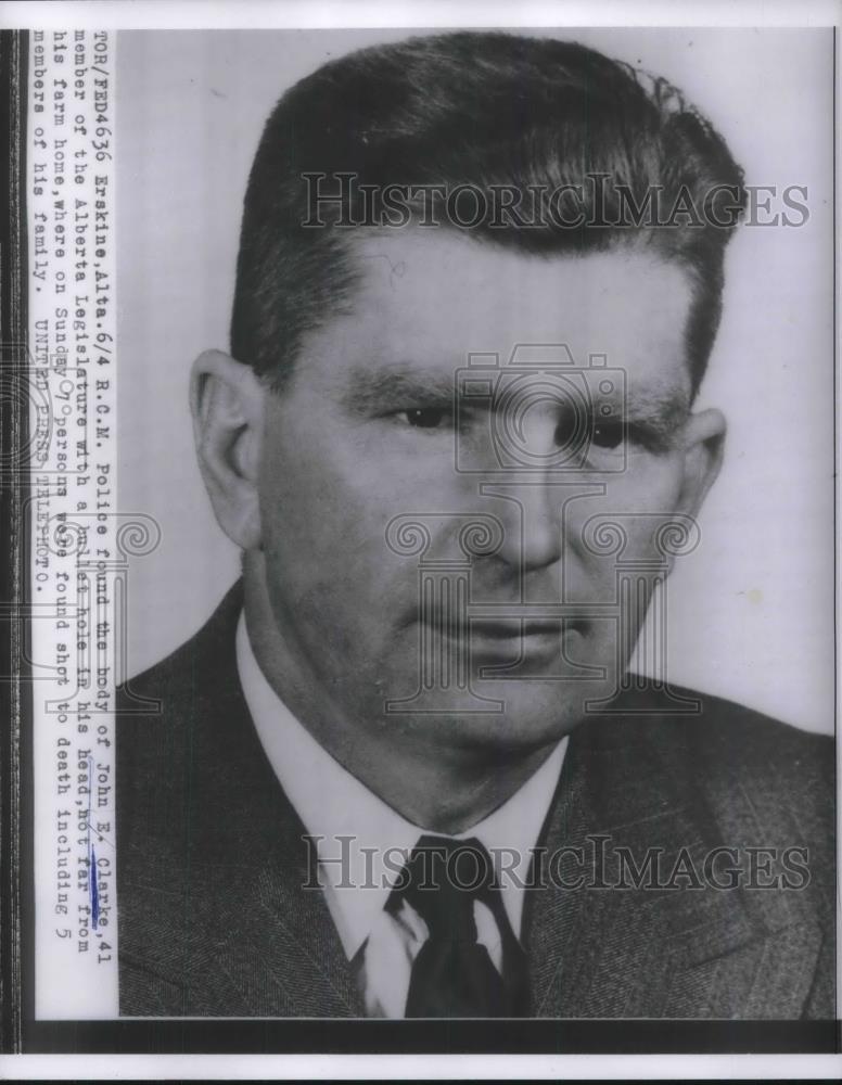 1956 Press Photo Police found body of John E. Clarke - Historic Images