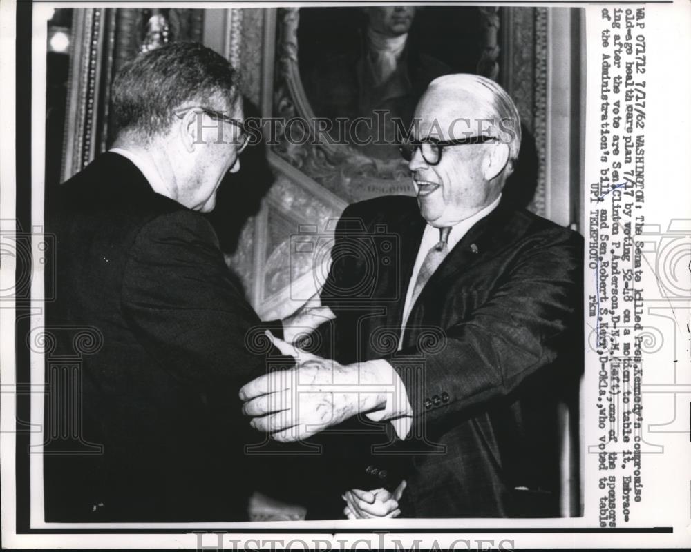 1962 Press Photo Senate Clinton Anderson Sen. Robert S. Kerr - Historic Images