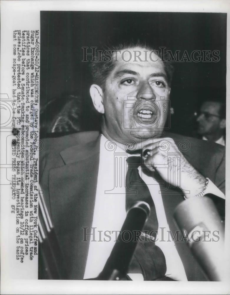 Press Photo Gustave Lobo Jr, of NY Coffee and Sugar Exchange, charged by FTC - Historic Images