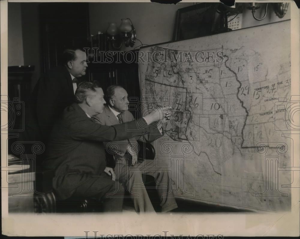 1924 Press Photo Democratic committee, Rep Wm Oldfield,Sen AA Jones, F Hampton - Historic Images