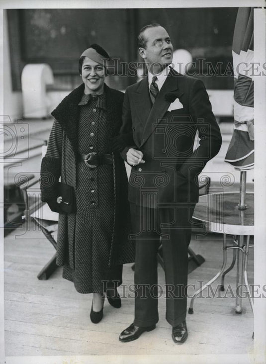 1934 Press Photo Baron and Baroness of baubigny Santa Lucia Cruise ship - Historic Images