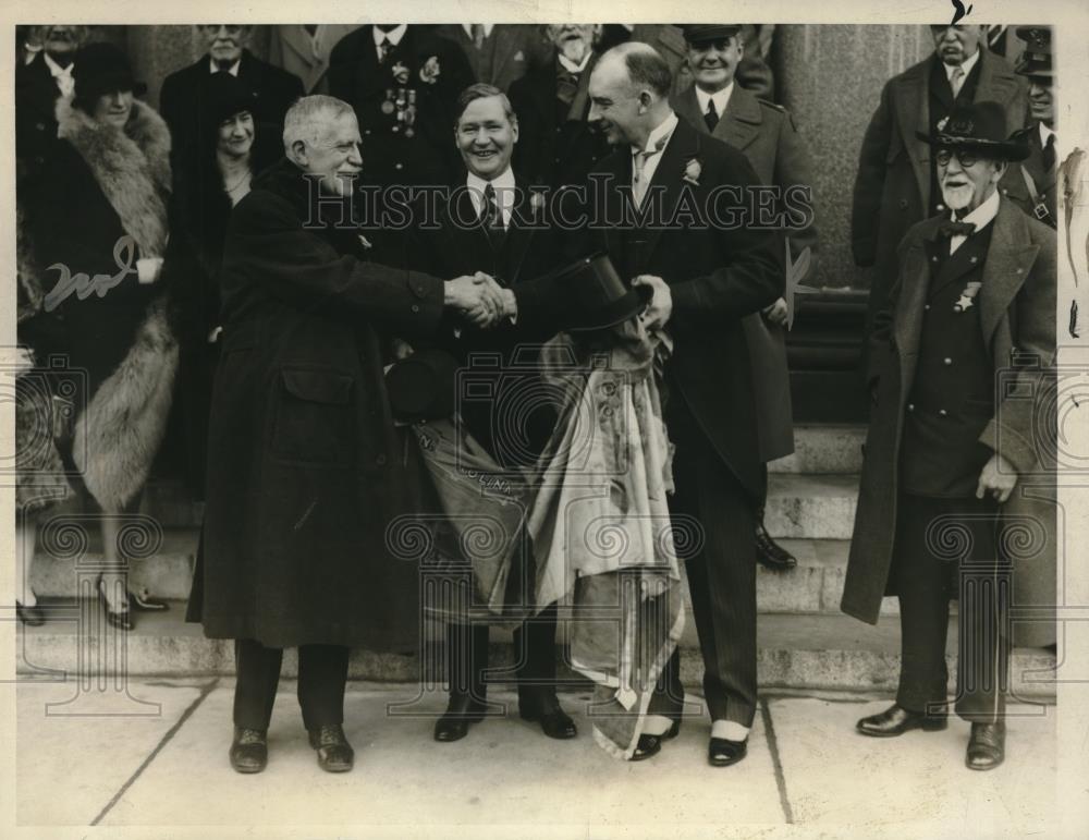 1928 Press Photo Frank O Cole, Gen. alfred E. Cox Gov Moore - Historic Images