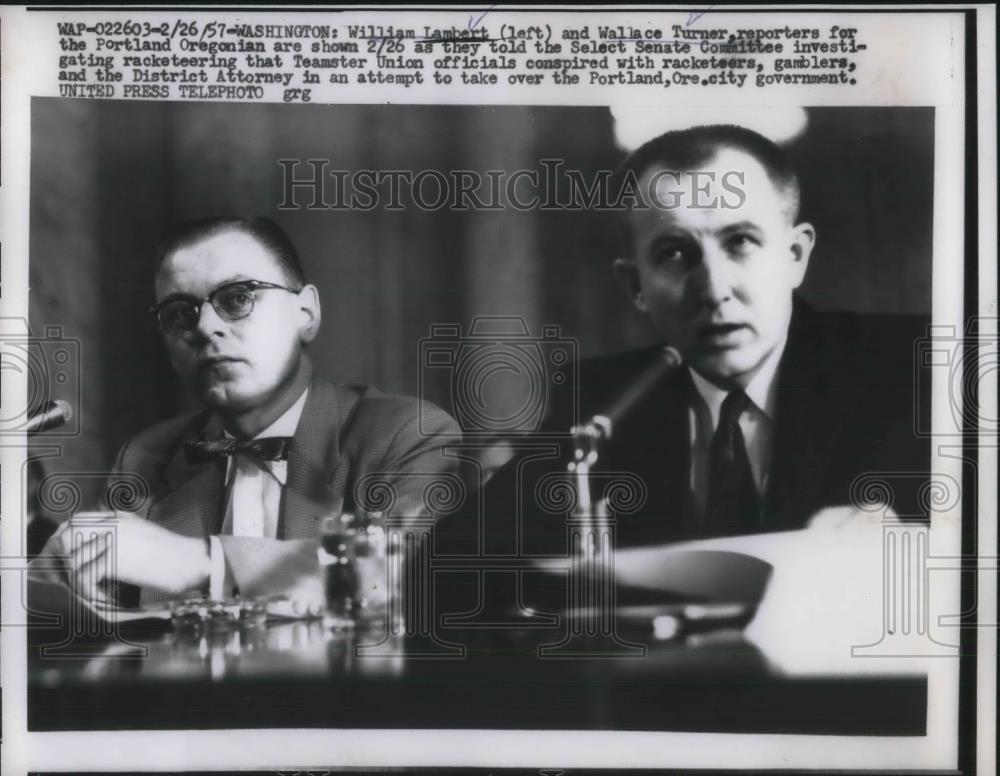 1957 Press Photo Pulitzer prize to newsmen Wm Lambert,Wallace Turner - Historic Images