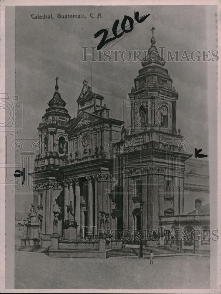 1922 Press Photo Guatemala City, drawing of the Cathedral - Historic Images