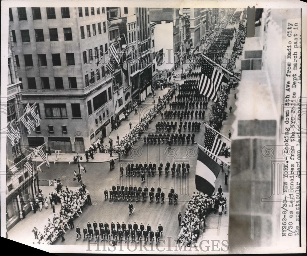 1947 Press Photo NYC, American Legionaires on parade on 5th Ave - Historic Images