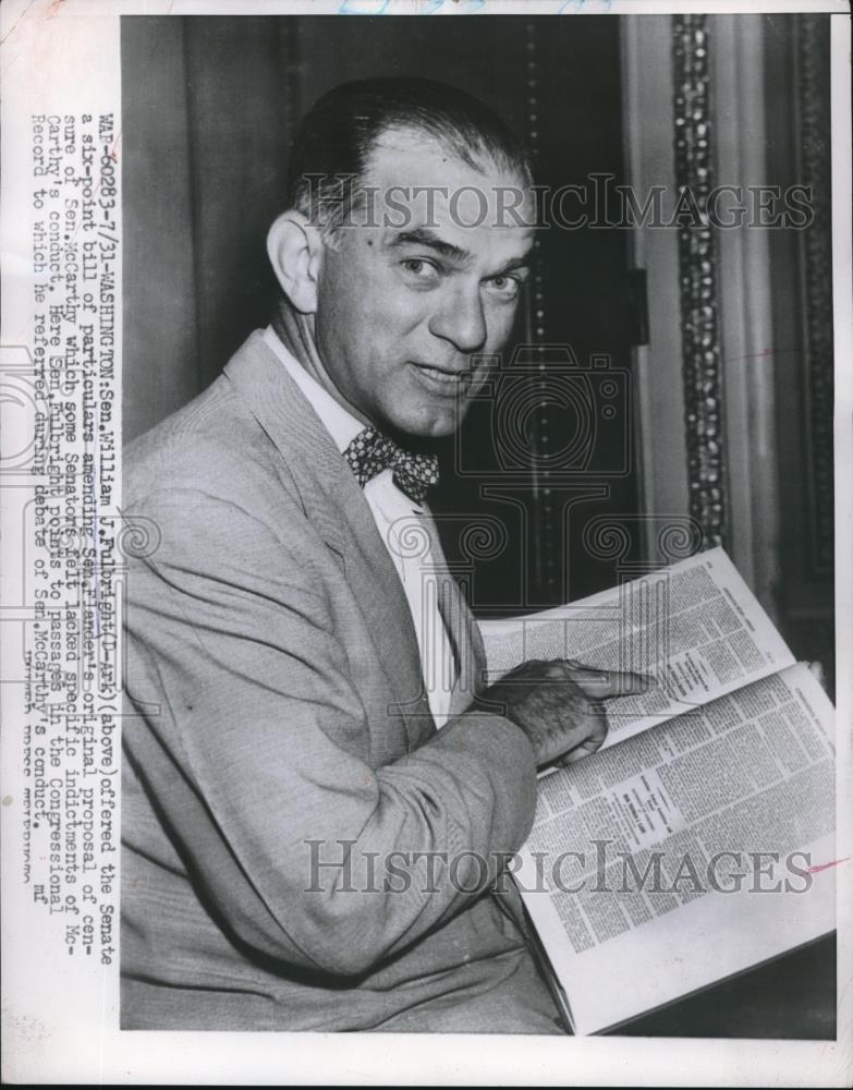 Press Photo Senator William Fulbright Offered Senate 6 Point Bill of Particulars - Historic Images