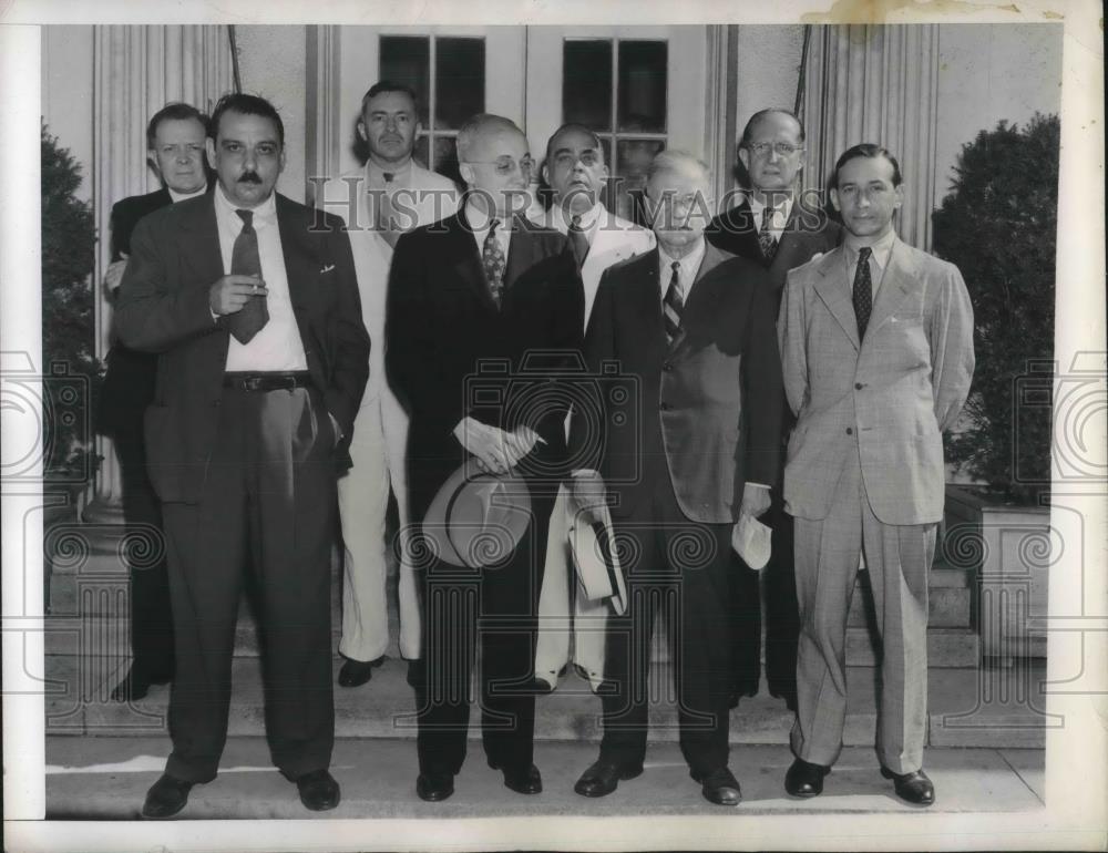 1943 Press Photo D.C. M Marino,M Traveiso,H Ickes,A Fortas,Rev McGowan,Thoron - Historic Images