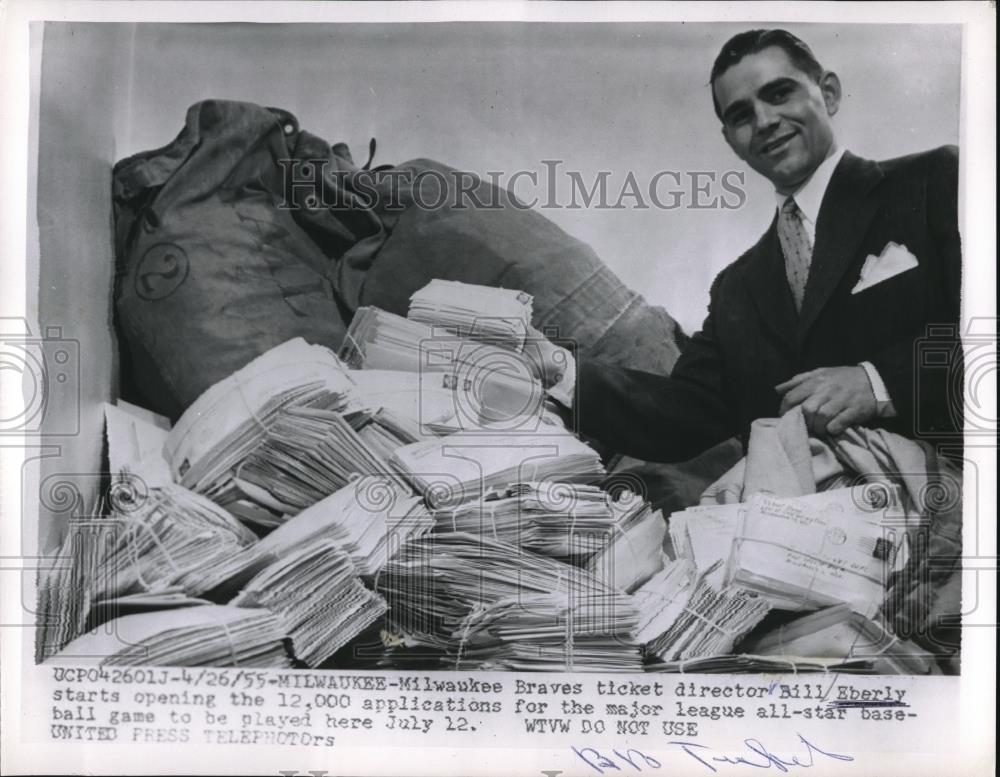 1955 Press Photo Milwaukee Braves Ticket Director Bill Eberly - neb81853 - Historic Images