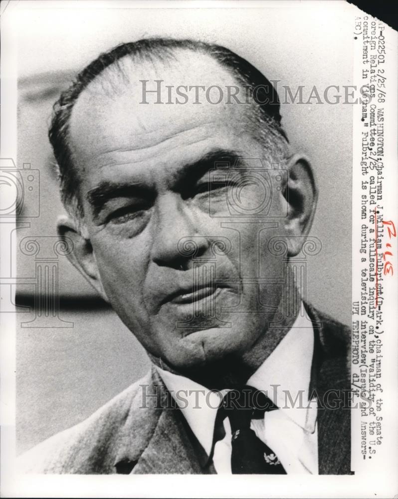 1968 Press Photo Senate Foreign relations Comm, chair Sen Wm Fulbright of Ark. - Historic Images