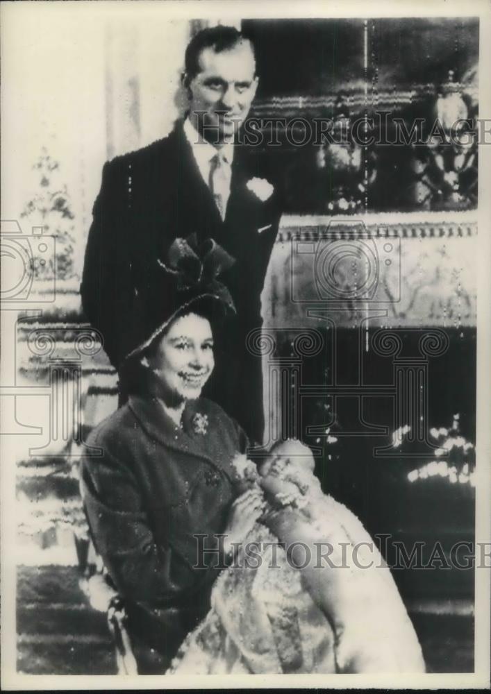 1948 Press Photo Princess Elizabeth &amp; Duke of Edinburgh w/infant Prince Charles - Historic Images