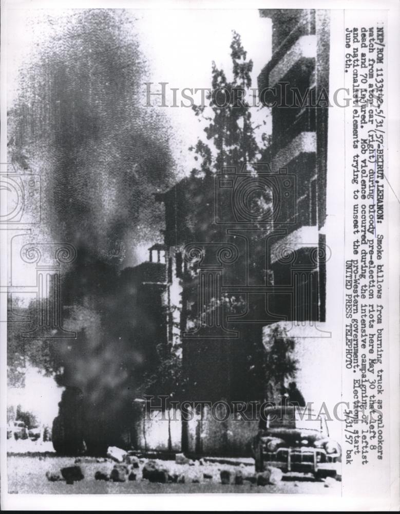 1957 Press Photo Beirut, Lebanon pre election rioting - Historic Images