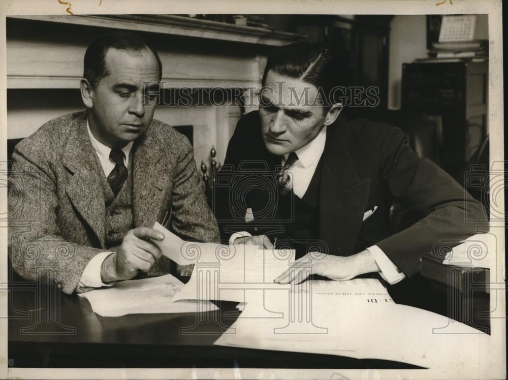 1930 Press Photo Gerald F. Nye & William Howard Taft Uncovering Evidence Alleged - Historic Images