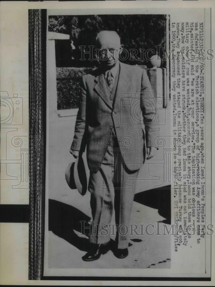 1960 Press Photo Istanbul, Turkey Ismet Inonu, president - Historic Images