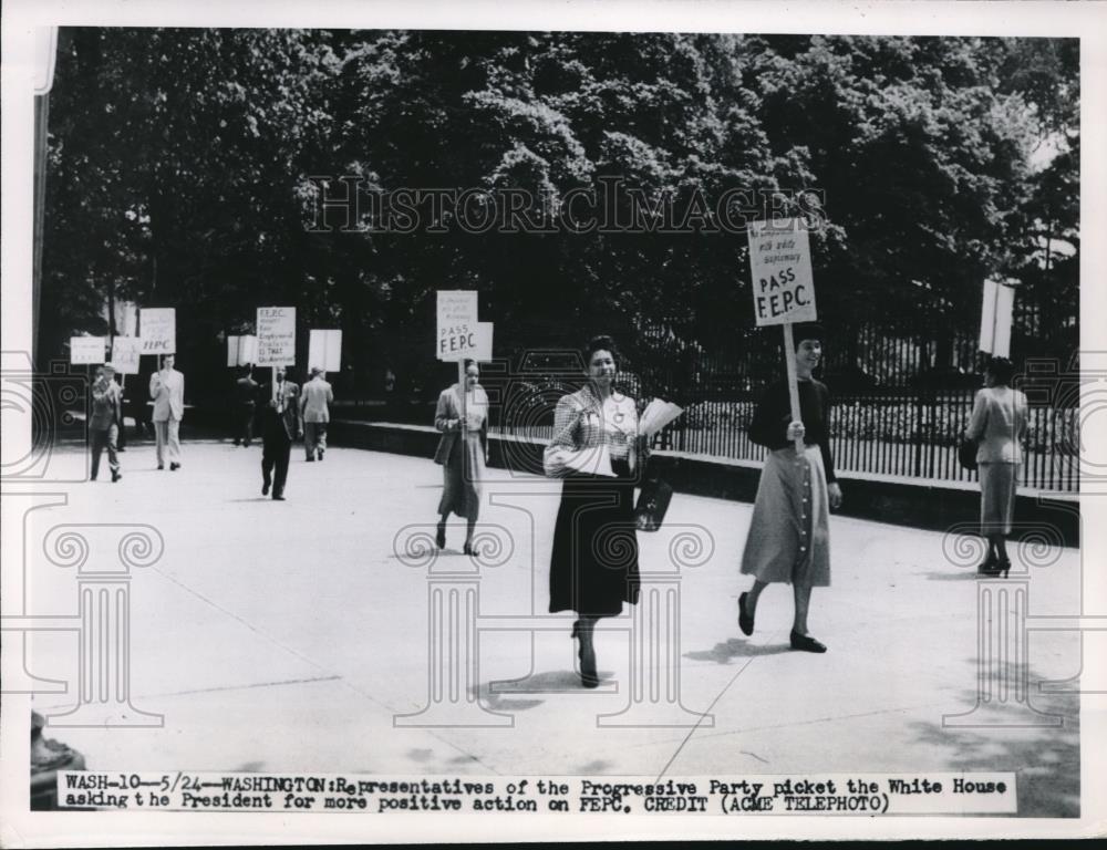 1949 Press Photo Rep of Progressive Party picket the White House - Historic Images