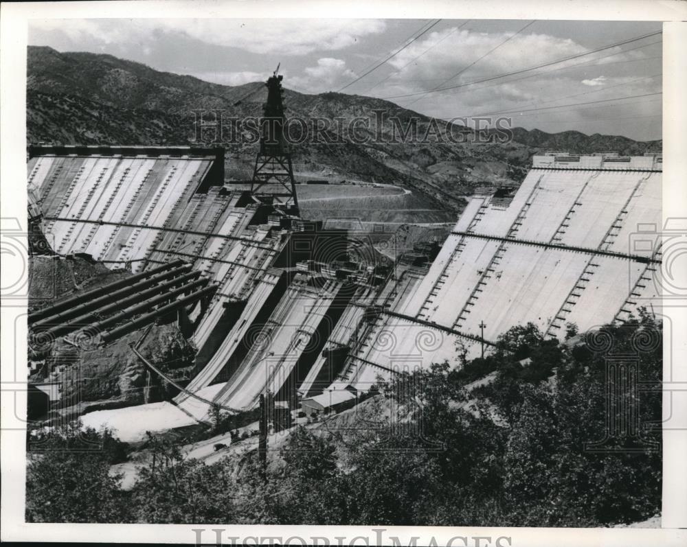 1943 Press Photo Shasta Dam Near Sacramento Ready For Last Construction Phase - Historic Images