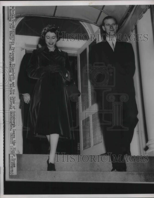 1951 Press Photo Princess Elizabeth & Duke of Edinburgh at Blair House in London - Historic Images