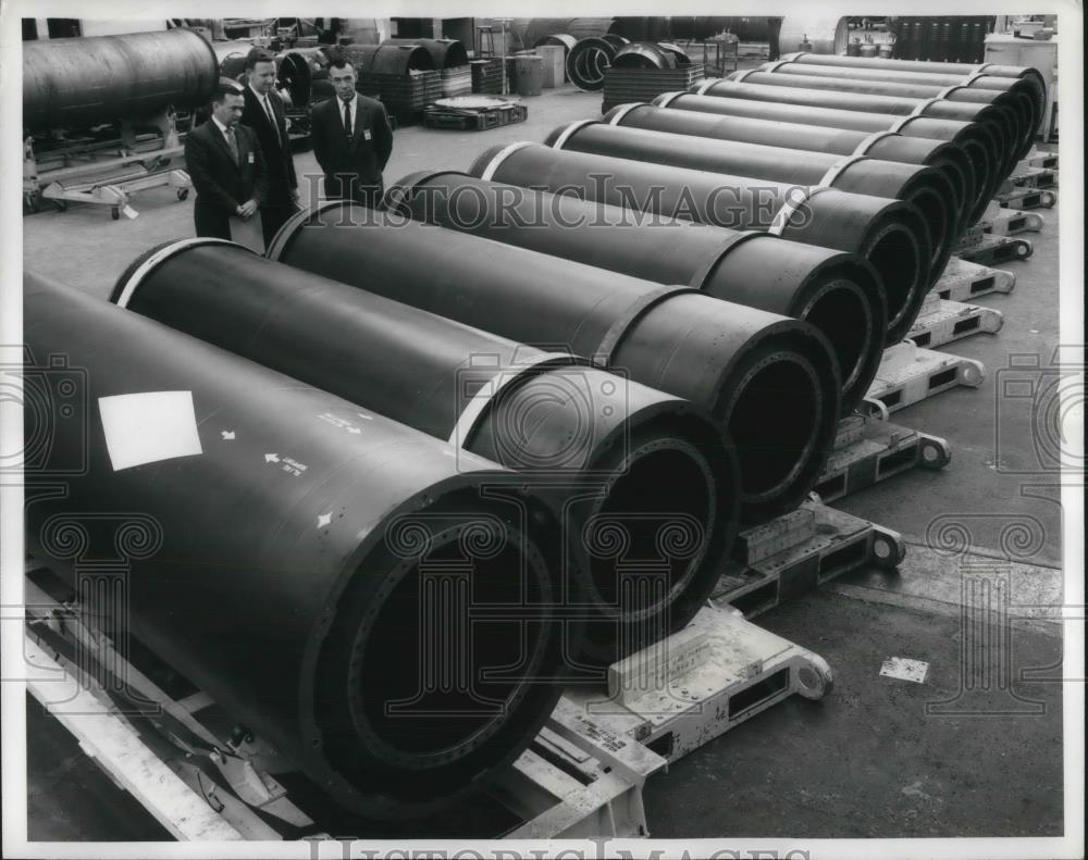 1961 Press Photo Boeing Airplane Co. fuselage sections for assembly - Historic Images