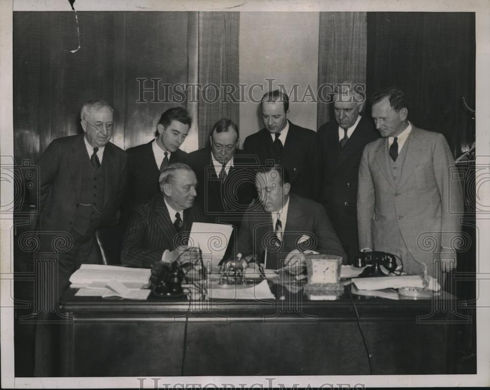 1934 Press Photo Natl Assn of State Racing Comm in NJ, Cane,Hanna,O&#39;Brien, - Historic Images