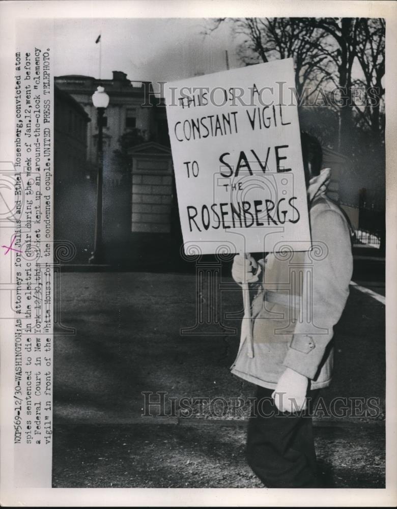 1953 Press Photo Attorneys for Julis and Ethel Rosenberg Vigil - Historic Images