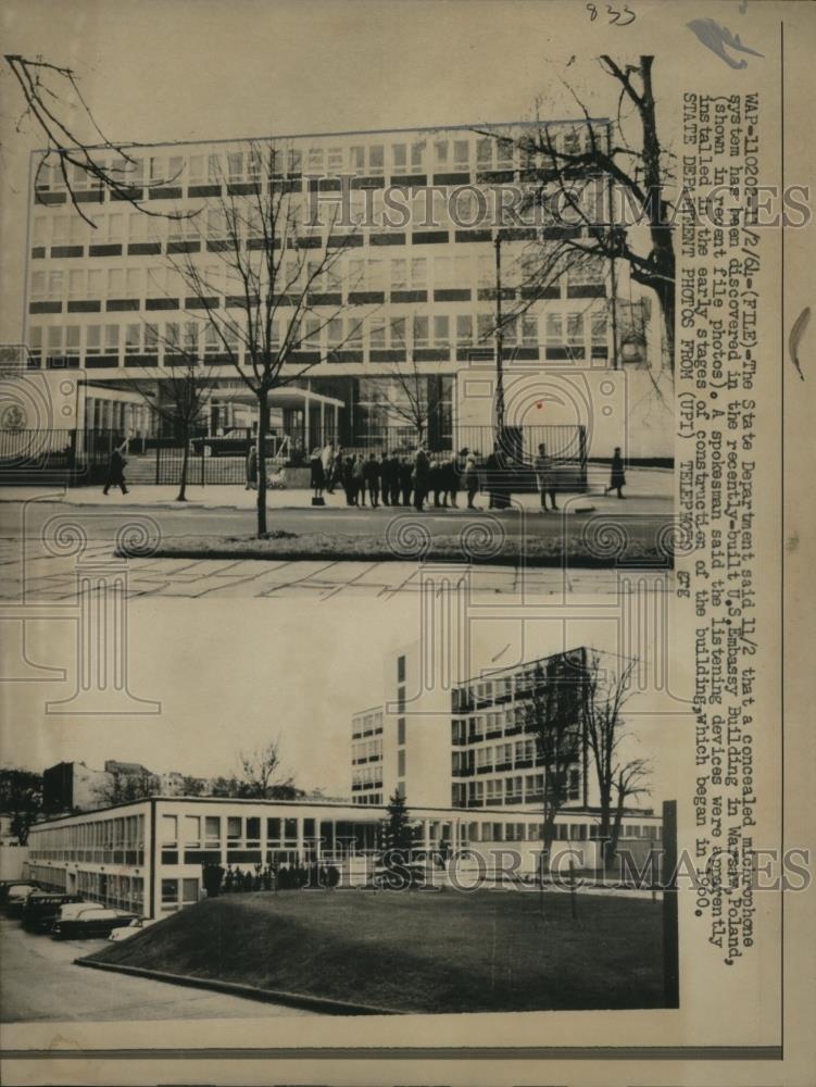 1964 Press Photo US Embassy bldg. in Warsaw, Poland - Historic Images