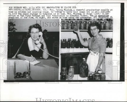 1961 Press Photo Chicago, Ill Mrs Sylvia Miedema at her office & her home - Historic Images