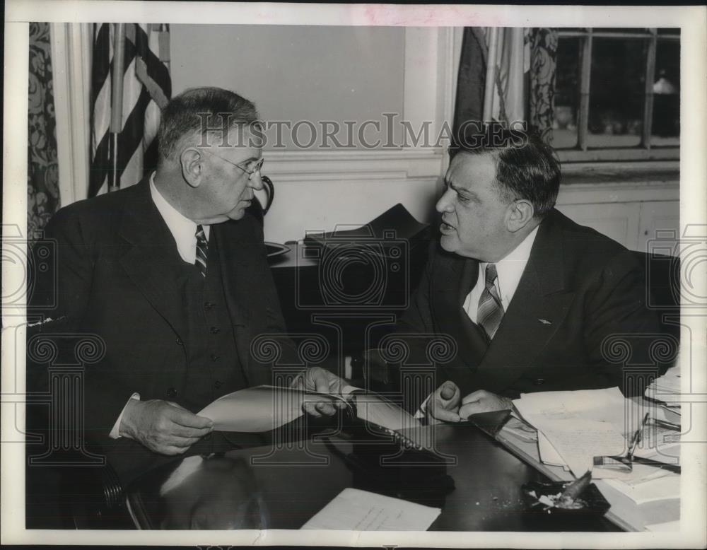 1942 Press Photo Secretary of Interior Howard Ickes &amp; Mayor Fiorello Laguardia - Historic Images