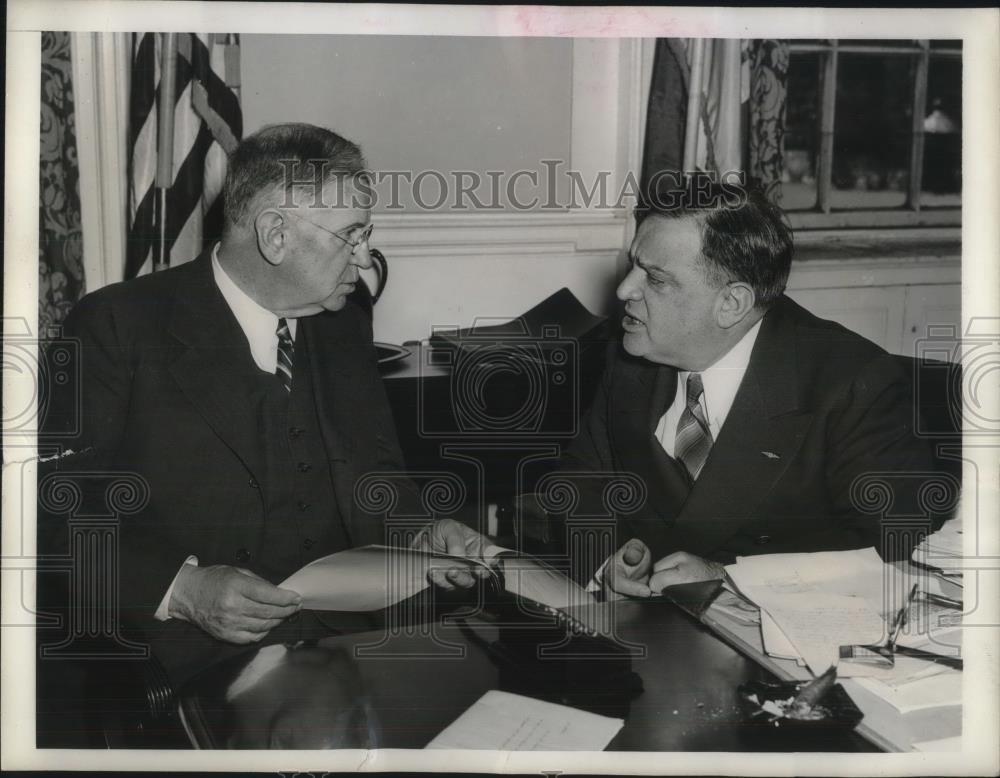 1942 Press Photo Secretary of Interior Howard Ickes & Mayor Fiorello Laguardia - Historic Images