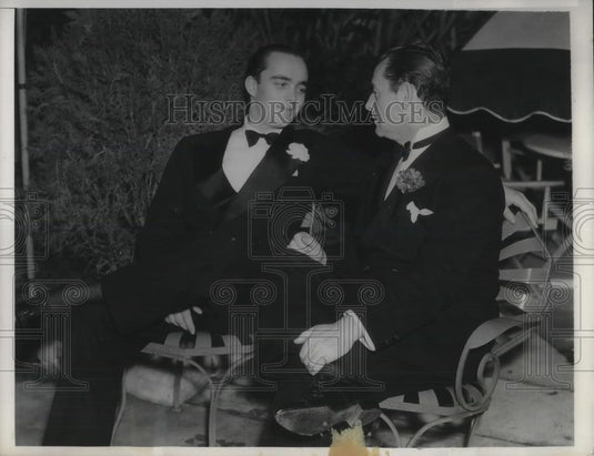1936 Press Photo Woolworth Donahue & Arthur Brown at the Patio in palm Beach, Fl - Historic Images