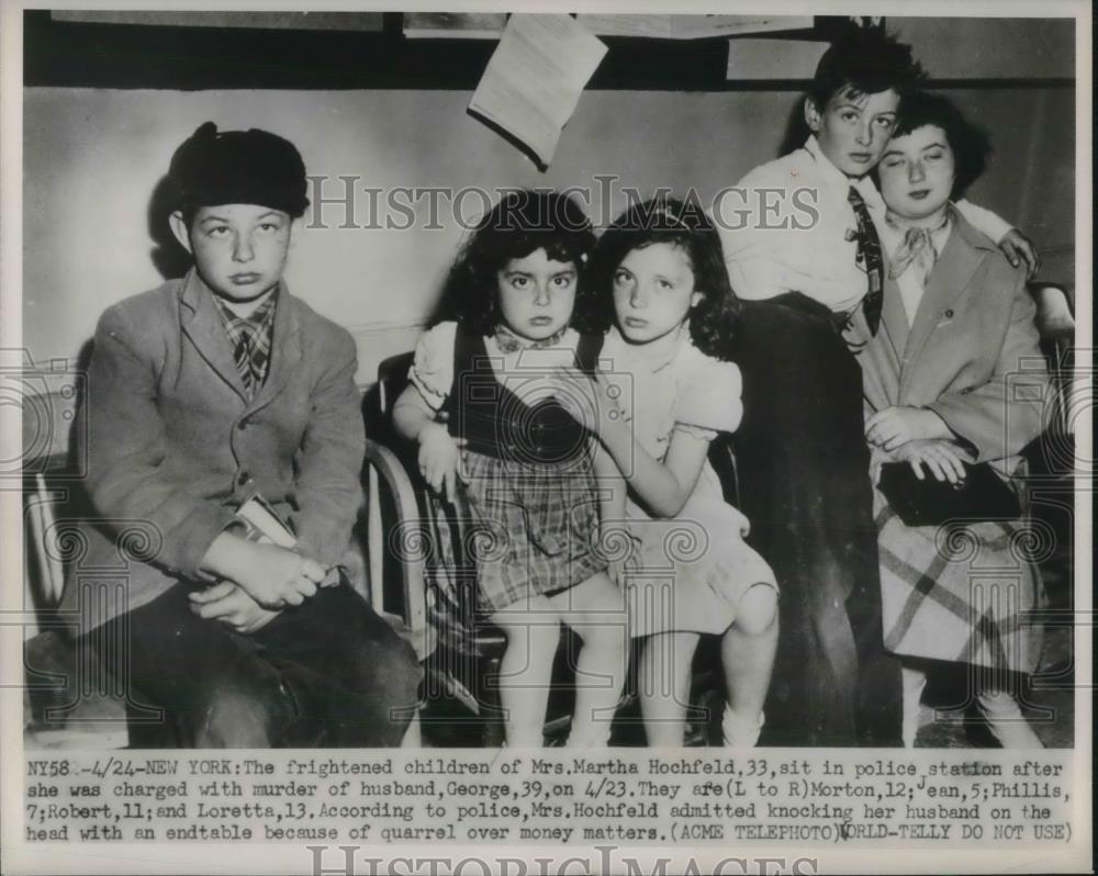 1950 Press Photo NYC, Children of Mrs MArtha Hochfield after she murdered dad - Historic Images