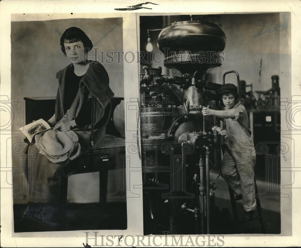 1923 Press Photo 22 Year Old Mechanical Engineer Clare Nicilit At Home &amp; At Work - Historic Images