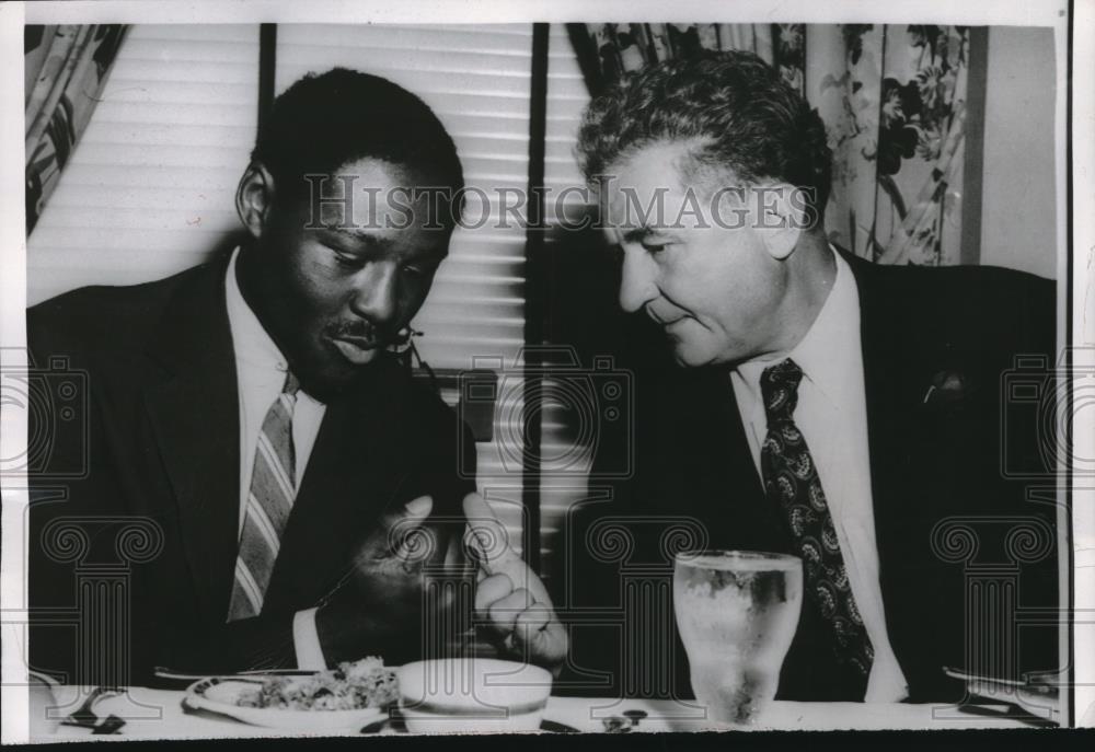 1954 Press Photo Ezzard Charles Gov Frank Lausche Rocky Marciano - Historic Images