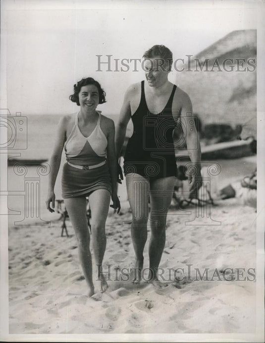 1934 Press Photo newlyweds Mr & Mrs Richard Jacobs, St. George Beach & Golf Club - Historic Images