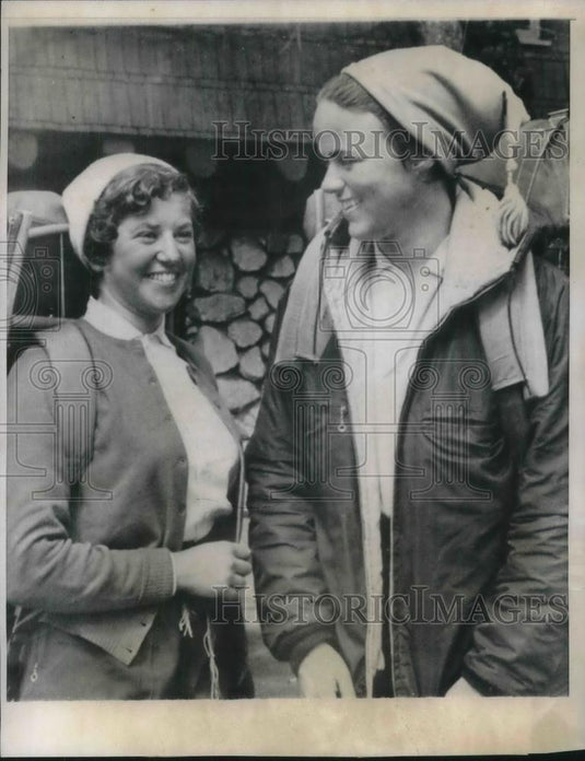 1958 Press Photo Marooned in High Sierra & Rescued Lenore Lamb & Margaret Meyer - Historic Images