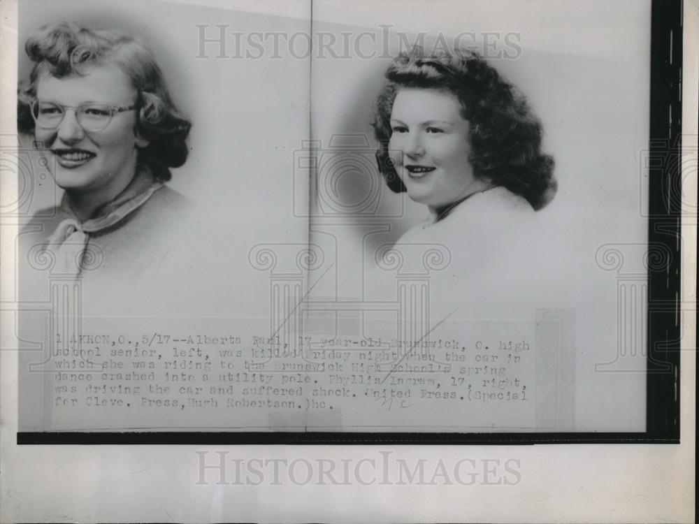 1952 Press Photo Alberta Raul, 17 yr old, Brunswick, High School senior, was - Historic Images