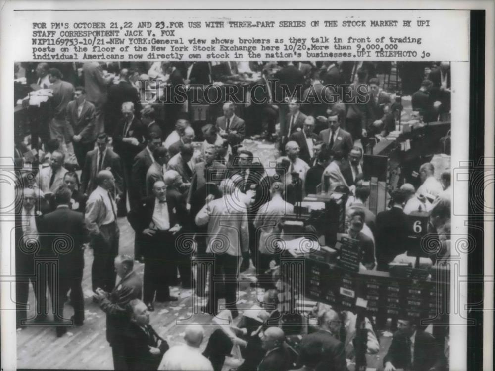 1958 Press Photo New York Stock Brokers - Historic Images