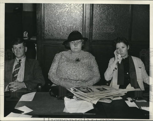 1938 Press Photo Rbt Dee Johnson,Mrs Gia Johnson, Mrs L Gormas at trial of Elmor - Historic Images