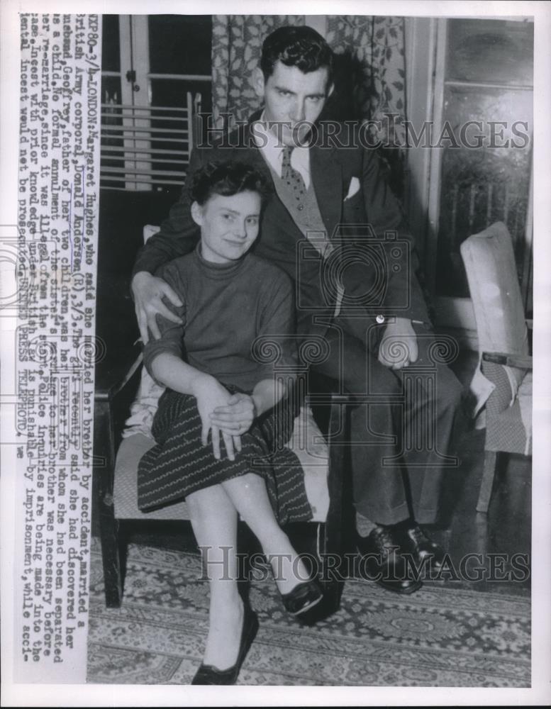 1955 Press Photo London, Margaret Hughes married brother by mistake, - Historic Images