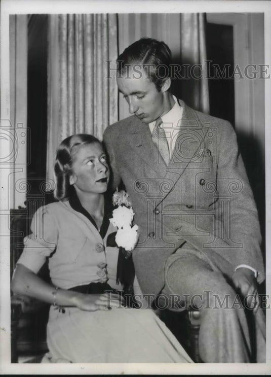 1938 Press Photo Wash.D.C. Ann Carroll Meem & Edward McLean engaged - Historic Images