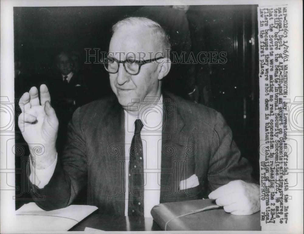 1961 Press Photo Jay Lovestone, Intl dept od AFL-CIO in D.C. - Historic Images