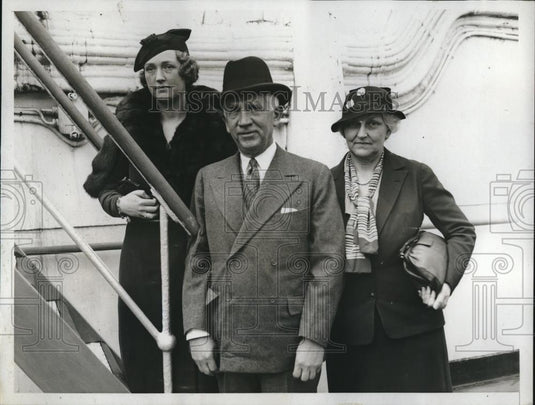 1934 Press Photo US Amb at Large Norman Davis, Mrs Davis & daughter - Historic Images