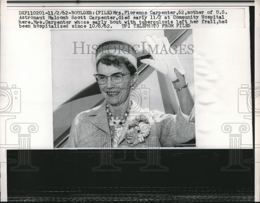 1962 Press Photo Mother of Astronaut Malcomb Scott Carpenter died 11/2/1962 - Historic Images