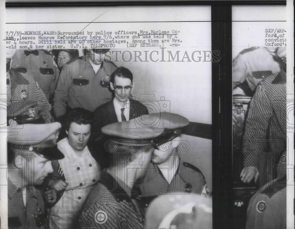 1959 Press Photo Monroe, Wash. Mrs Marlene Oxash hostage at reformatory - Historic Images