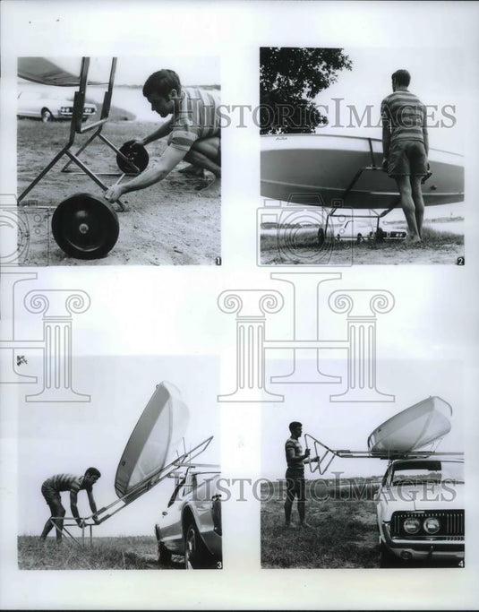 Press Photo New Dovre Car Top Carrier Demonstrated - Historic Images