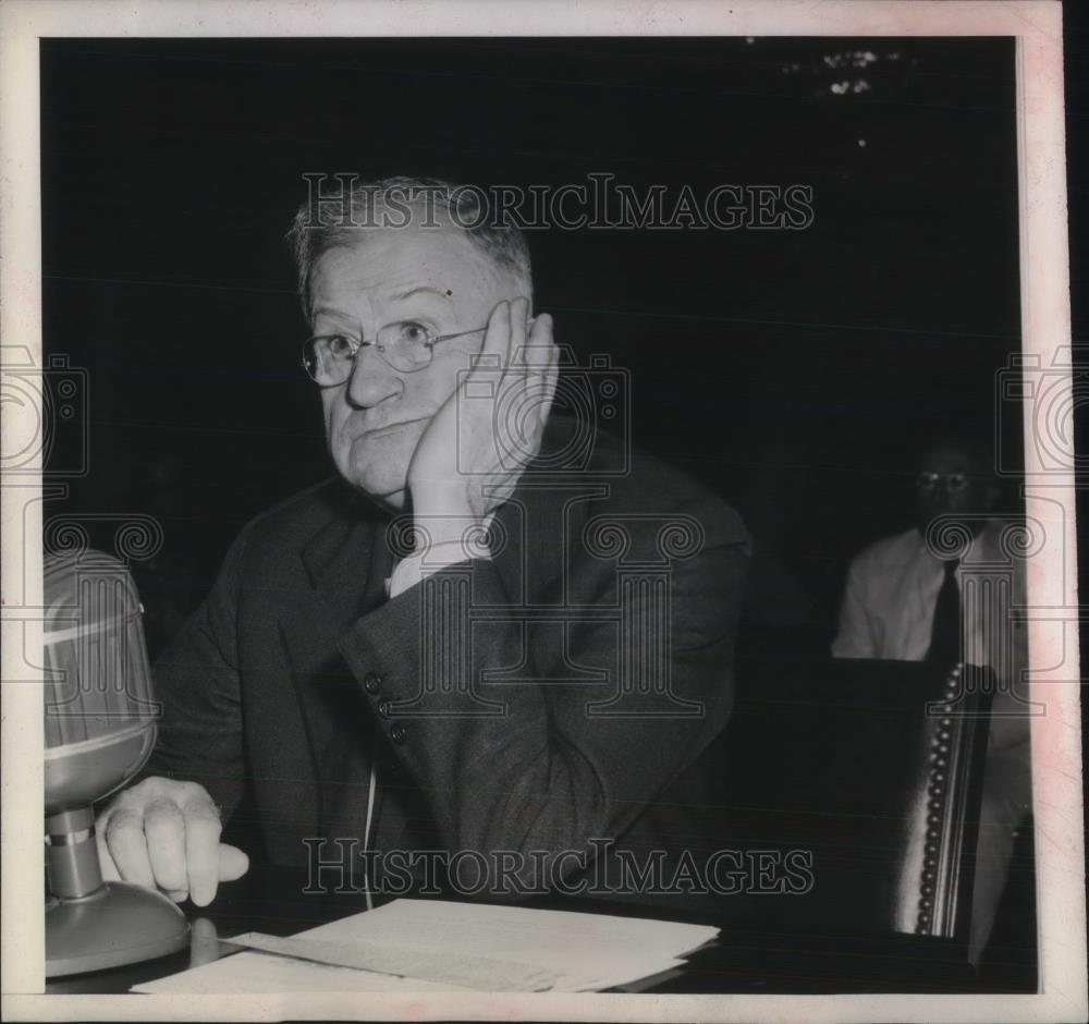 1945 Press Photo Secretary of Interior Howard Ickes at Microphone at Meeting - Historic Images