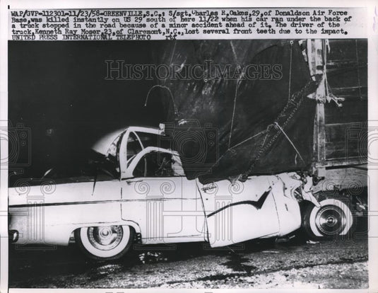 1958 Press Photo Sgt. Charles R. Oakes Killed US 29 South Kenneth Ray Moser - Historic Images